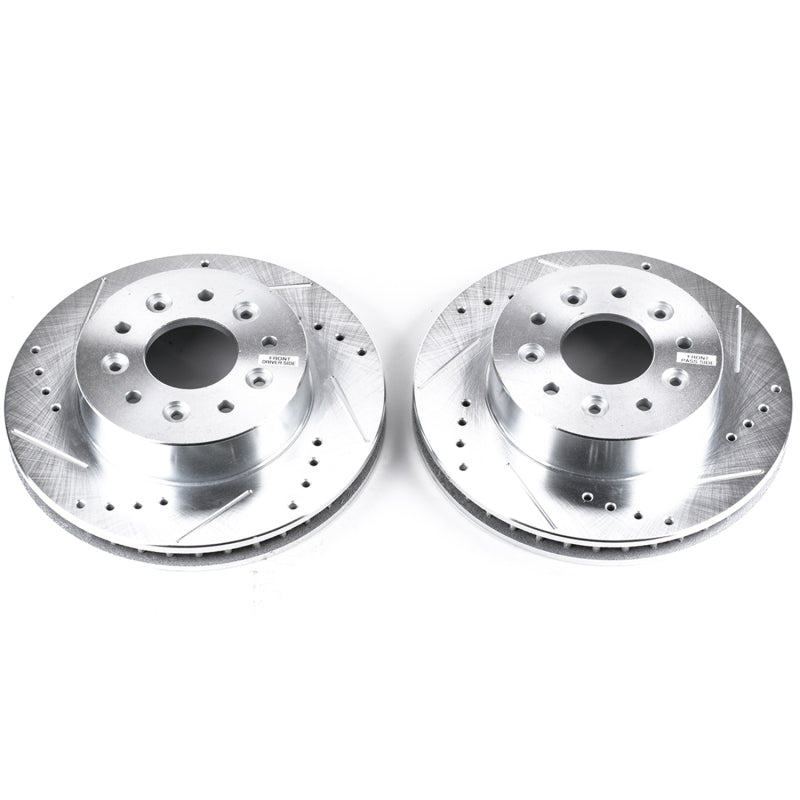 Corvette Power Stop Front Evolution Drilled & Slotted Rotors - Pair 1963-1982