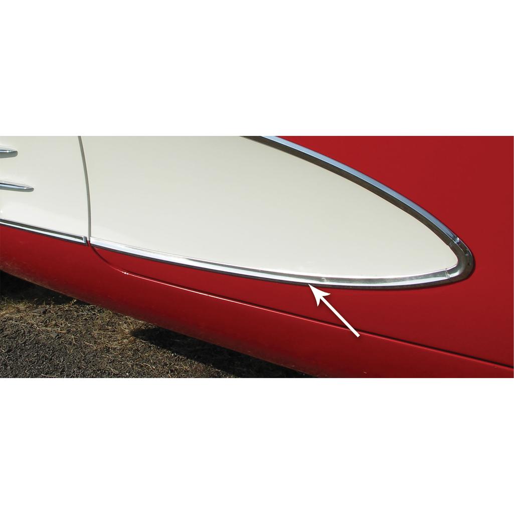 C1 1956-1961 Corvette Side Molding, Door Lower LH