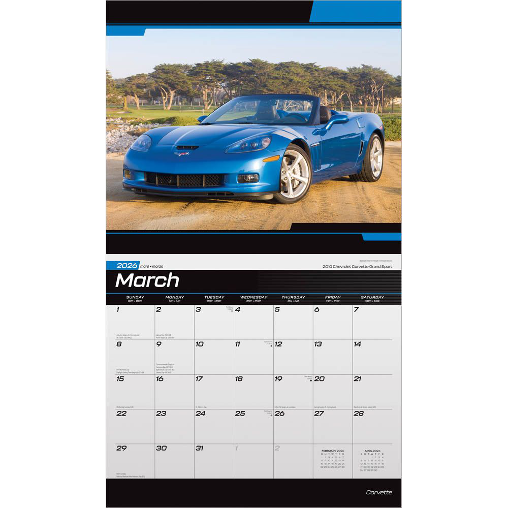 Corvette 2026 16 Month Calendar 14"x 24"