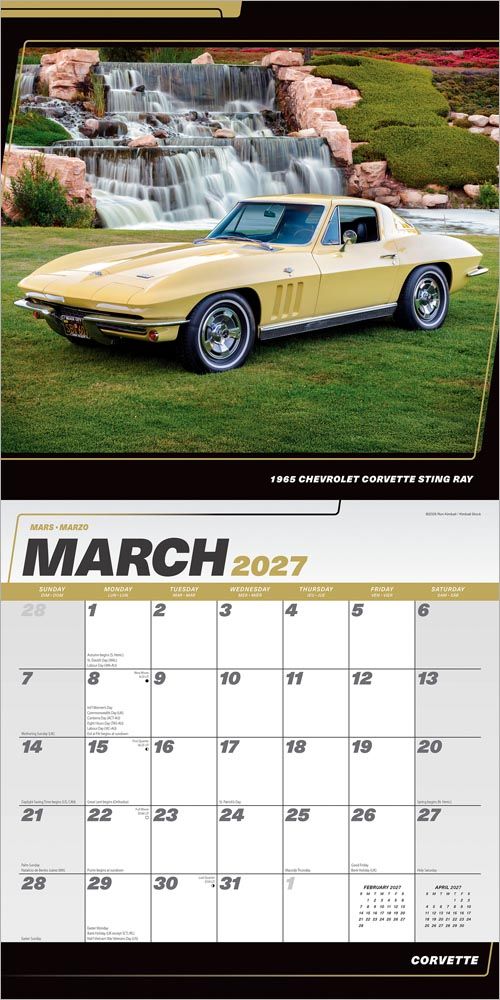 Corvette 2027 16 Month Calendar 12"x 24"
