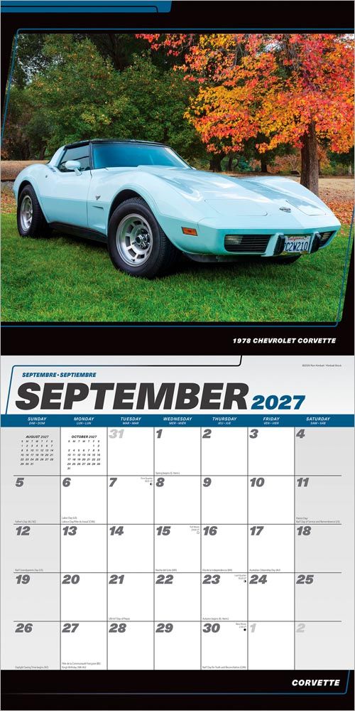 Corvette 2027 16 Month Calendar 12"x 24"