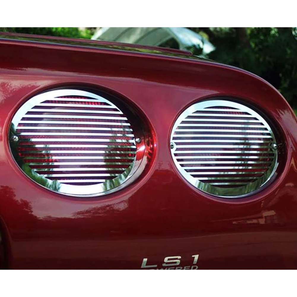 Corvette Taillight Grilles Billet Style - Polished Stainless Steel 4 Pc. Set : 1997-2004 C5 & Z06