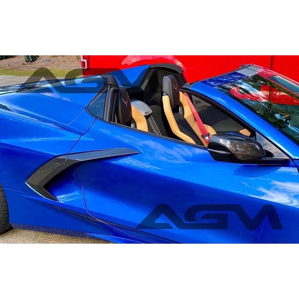 C8 Corvette AGM Carbon Fiber Boomerangs Door Handles and Scoops Set
