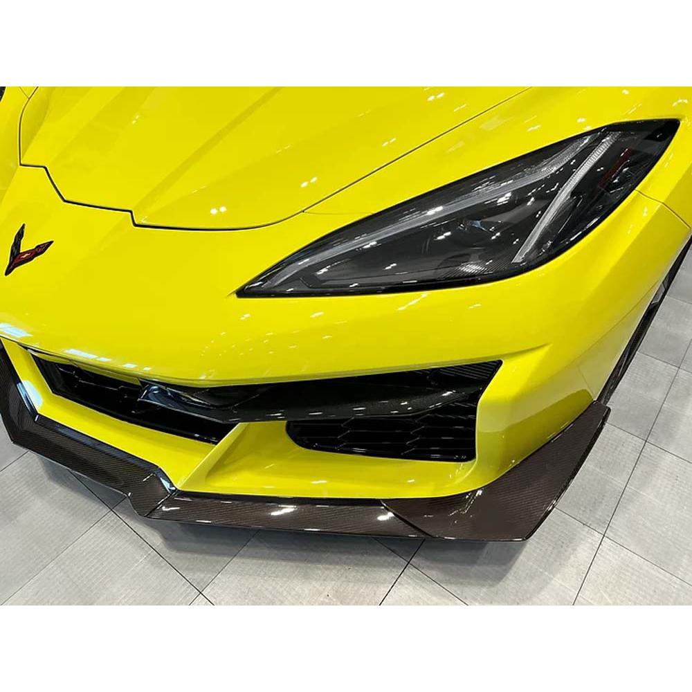 C8 Corvette Z06 AGM Visible Carbon Fiber Z07 Front Splitter With Canards(3pcs)