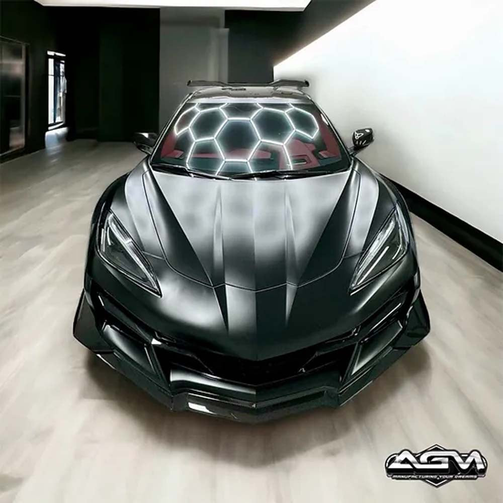 C8 Corvette Z06 AGM Visible Carbon Fiber Z07 Front Splitter With Canards(3pcs)