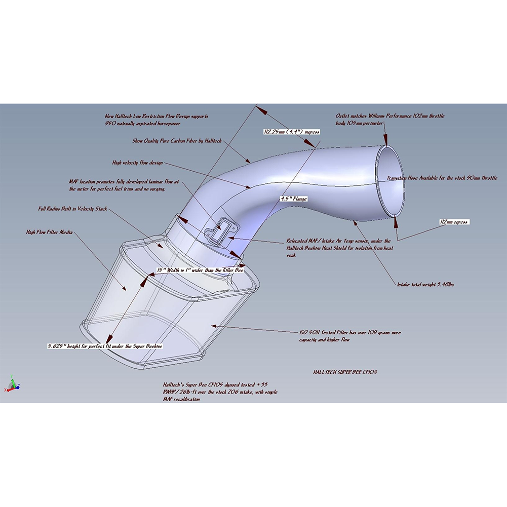 C6 Corvette Halltech Carbon Fiber Beeline Air Intake/Shroud Kit : 2005-2007 C6 LS2