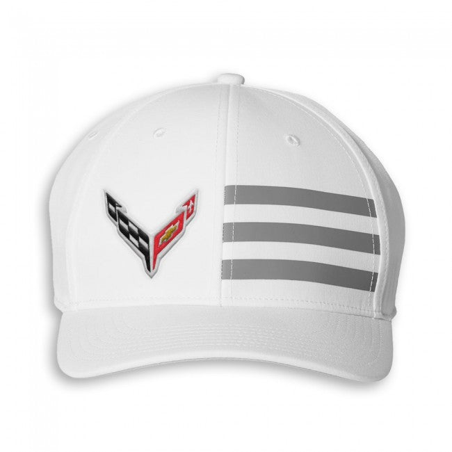 C8 Corvette Adidas 3-Stripe Hat : White