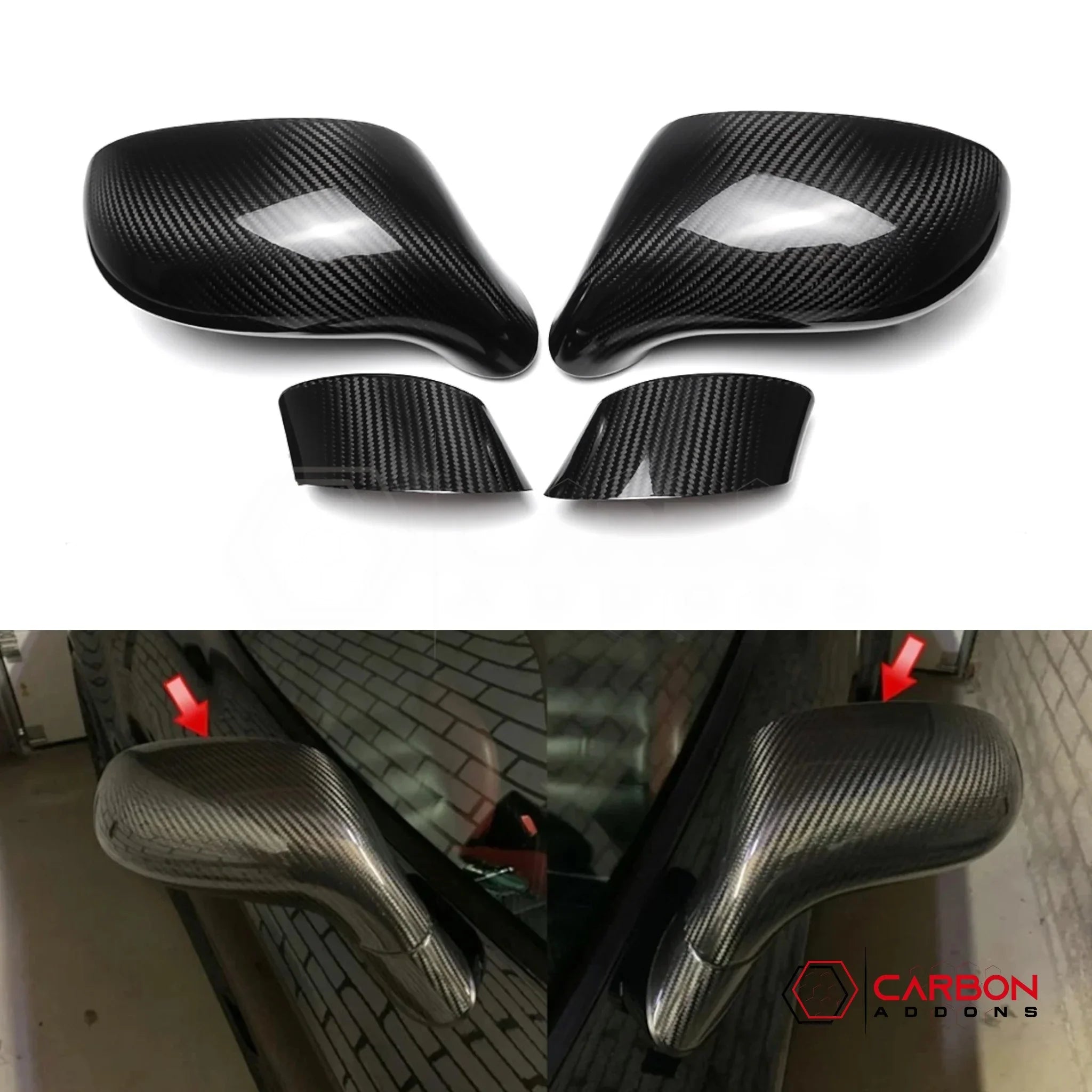 C6 Corvette (2005–2013) Real Carbon Fiber Side Mirror Cap Covers – Fits Stingray, Z06, Grand Sport & ZR1