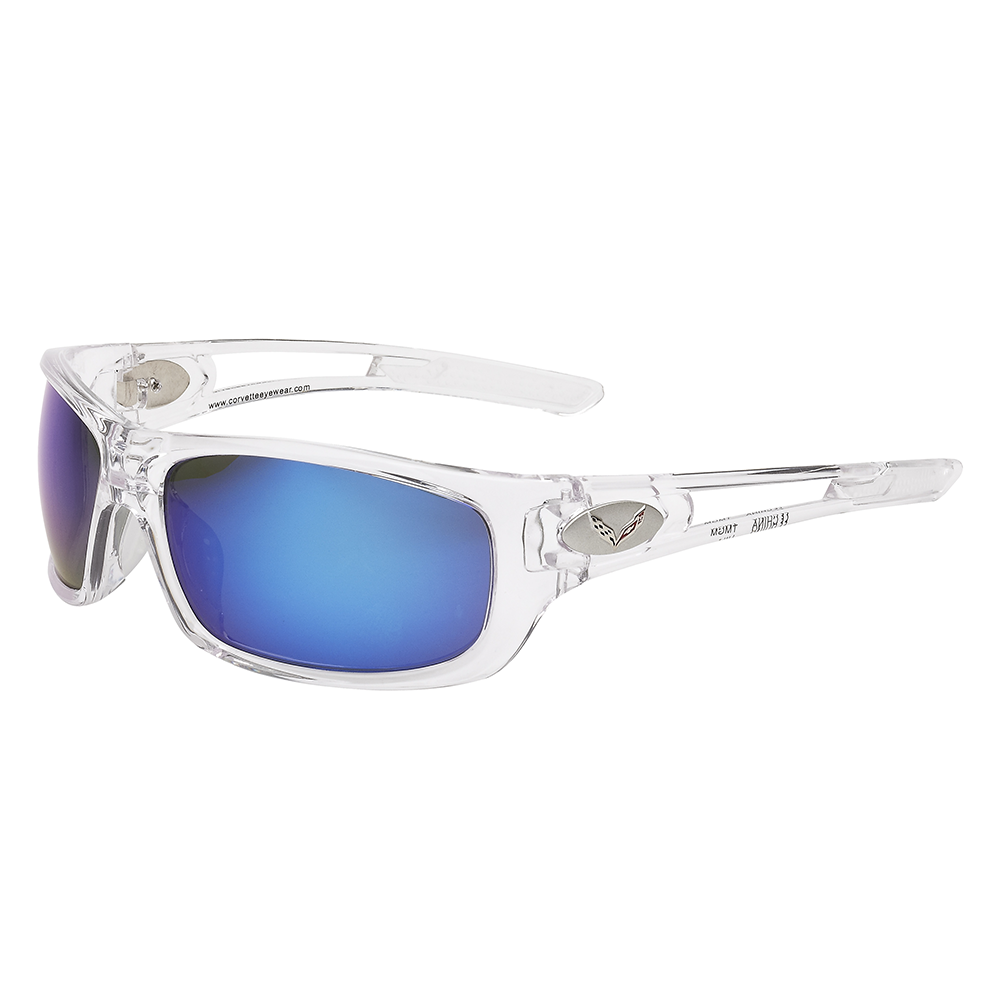 Corvette Full Frame Sunglasses - Crystal : Blue Lenses C7 Logo