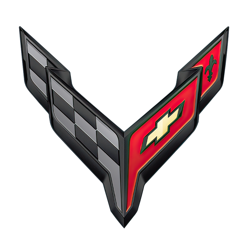 C8 Corvette Crossed Flag Emblem Metal Sign : Black