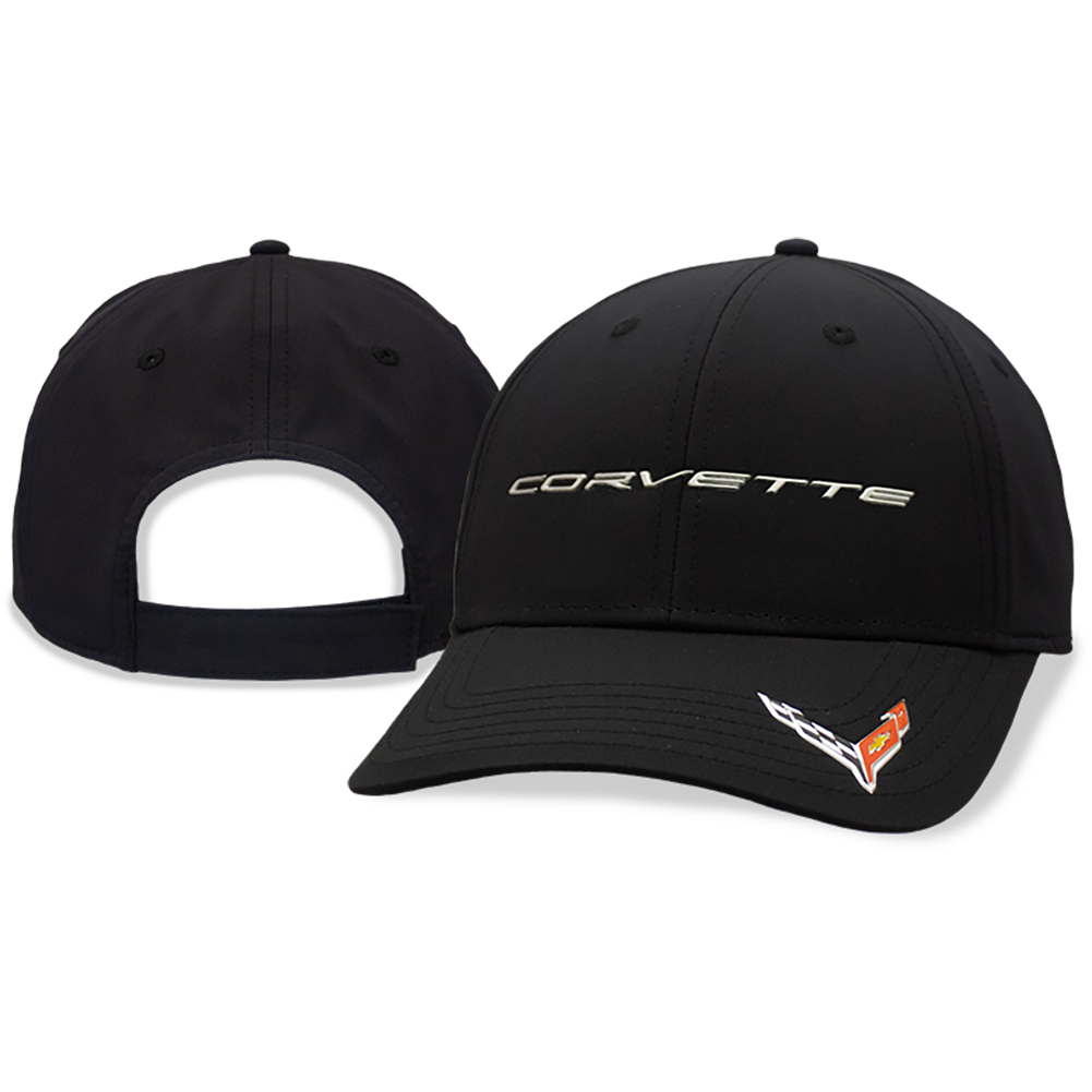 C8 Corvette Adjustable Metallic Script Hat  : Black