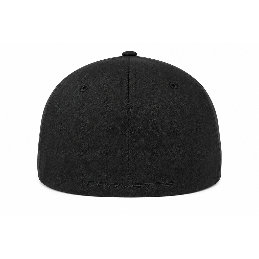 C8 Corvette Crossed Flag Logo Fitted Hat : Black