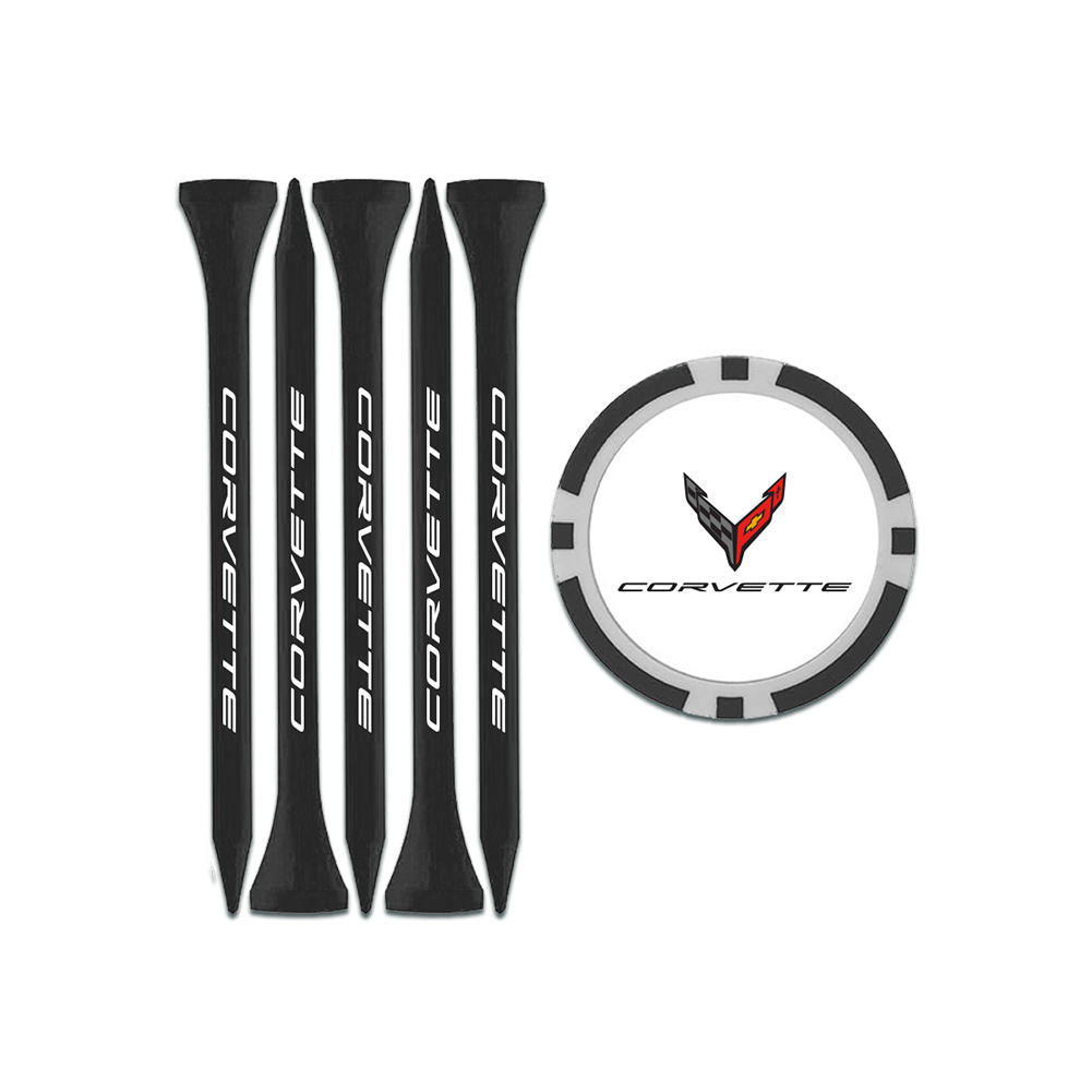 C8 Corvette Clubhouse Golf Tees & Ball Marker Set