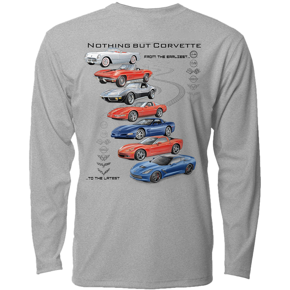 Corvette Long Sleeve T-Shirt - Nothing But Corvette : Gray