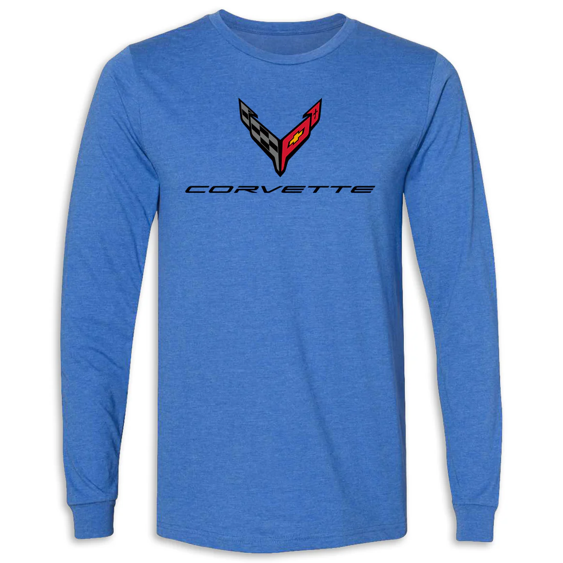 C8 Corvette Crossed Flags & Script Long Sleeve T-Shirt