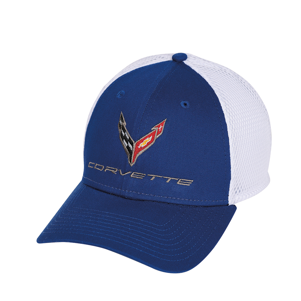 C8 Corvette Mesh Flexfit Hat : Blue