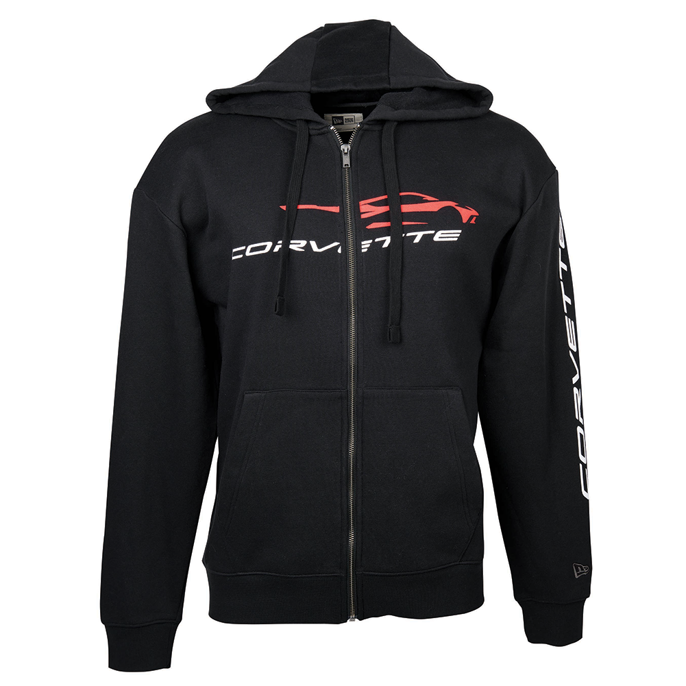 C8 Corvette Gesture Logo Hooded New Era Sweatshirt : Black