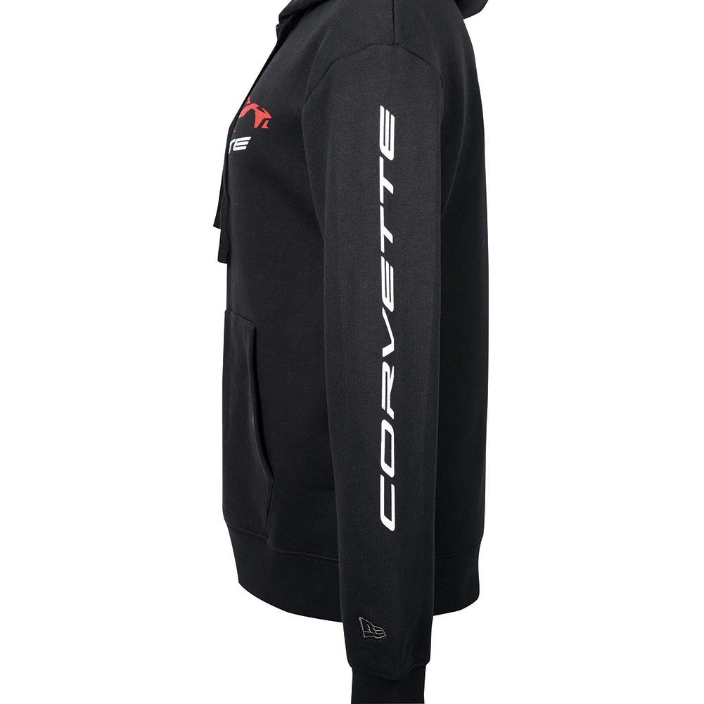 C8 Corvette Gesture Logo Hooded New Era Sweatshirt : Black