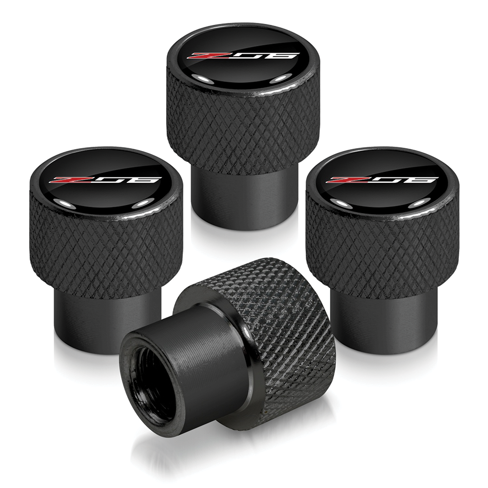 C7 Corvette Z06 Logo Raised Valve Stem Caps - Black