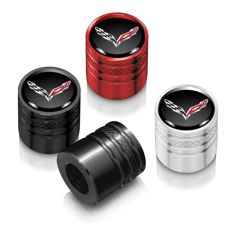 C7 Corvette Logo Tire Valve Stem Caps – Silver, Red, or Black