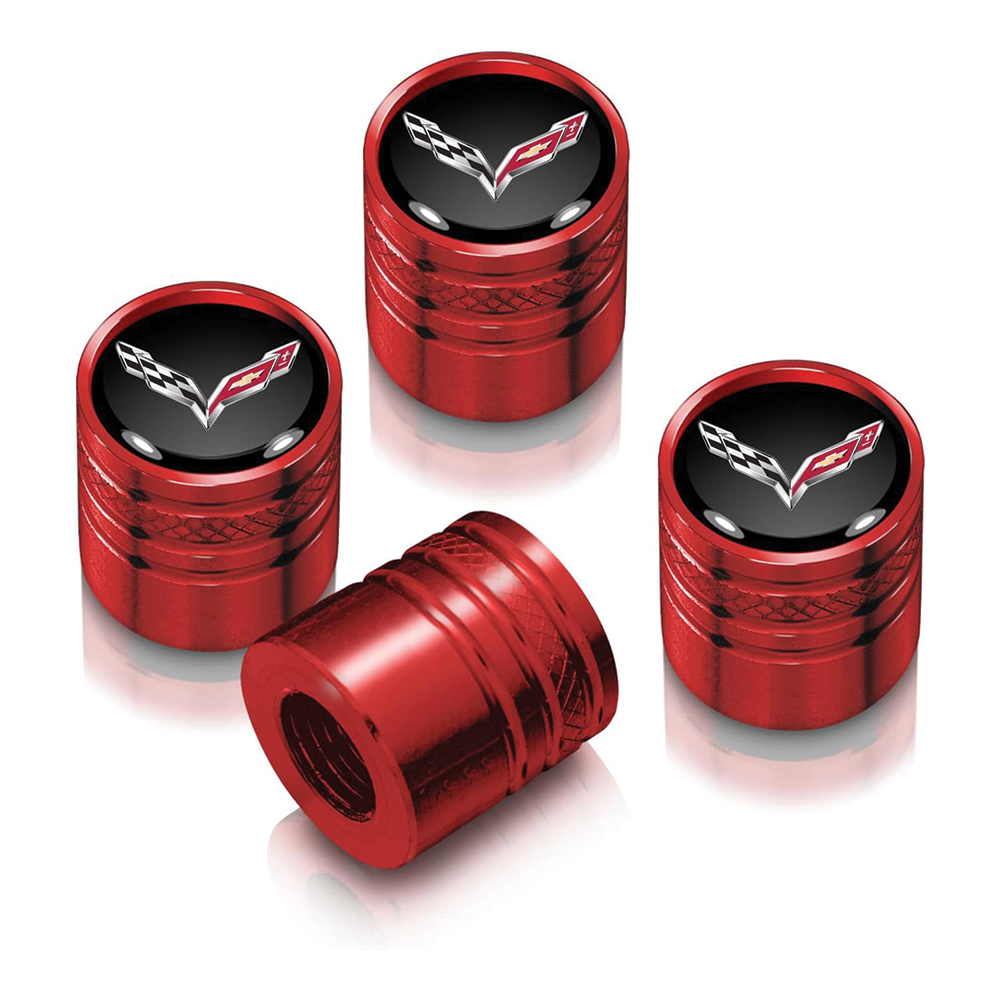 C7 Corvette Logo Tire Valve Stem Caps – Silver, Red, or Black