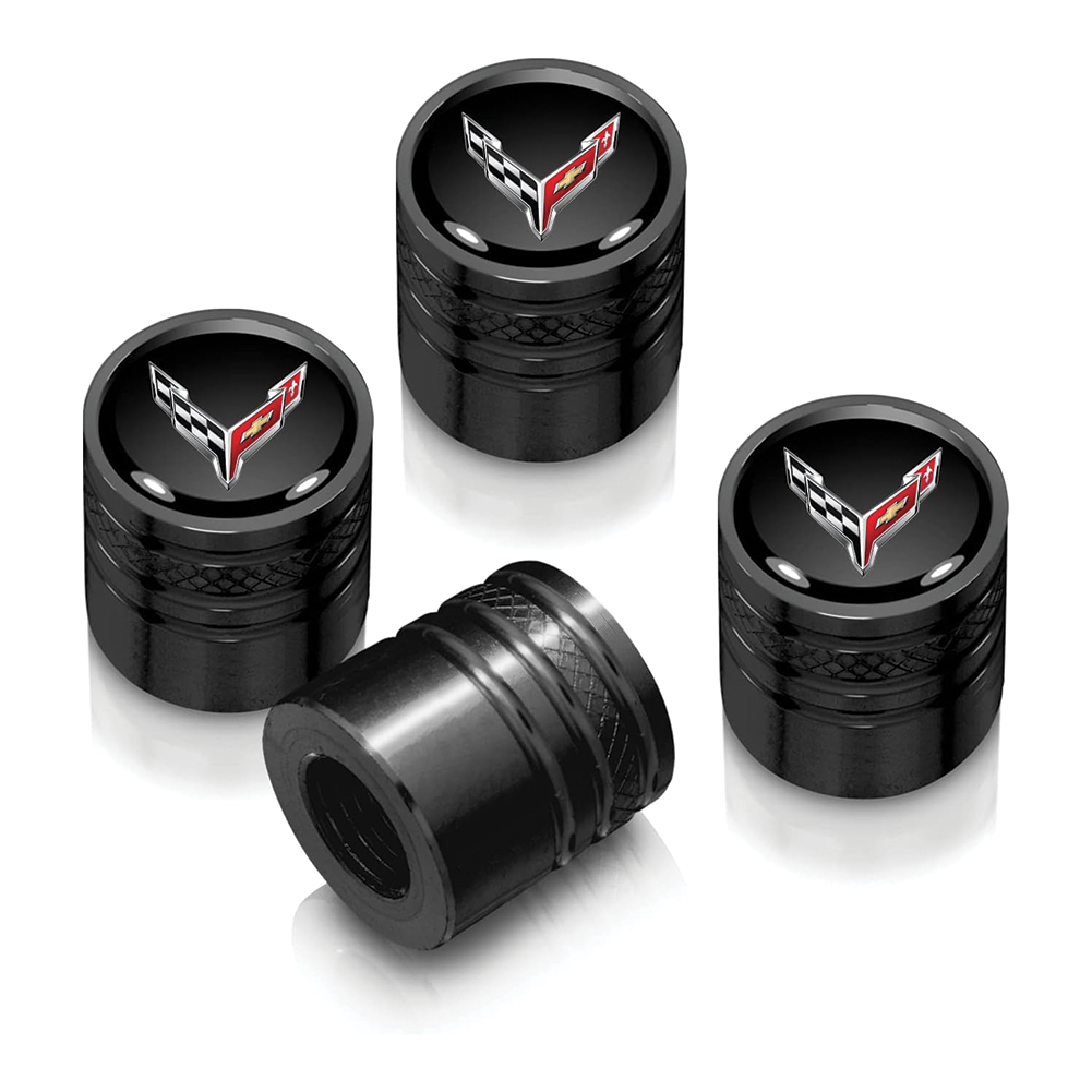 C8 Corvette Logo Tire Valve Stem Caps – Silver, Red, or Black