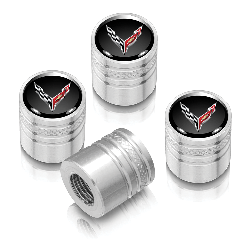 C8 Corvette Logo Tire Valve Stem Caps – Silver, Red, or Black