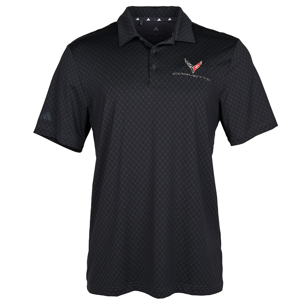 C8 Corvette Adidas 4-Way Stretch Polo Shirt : Carbon Black