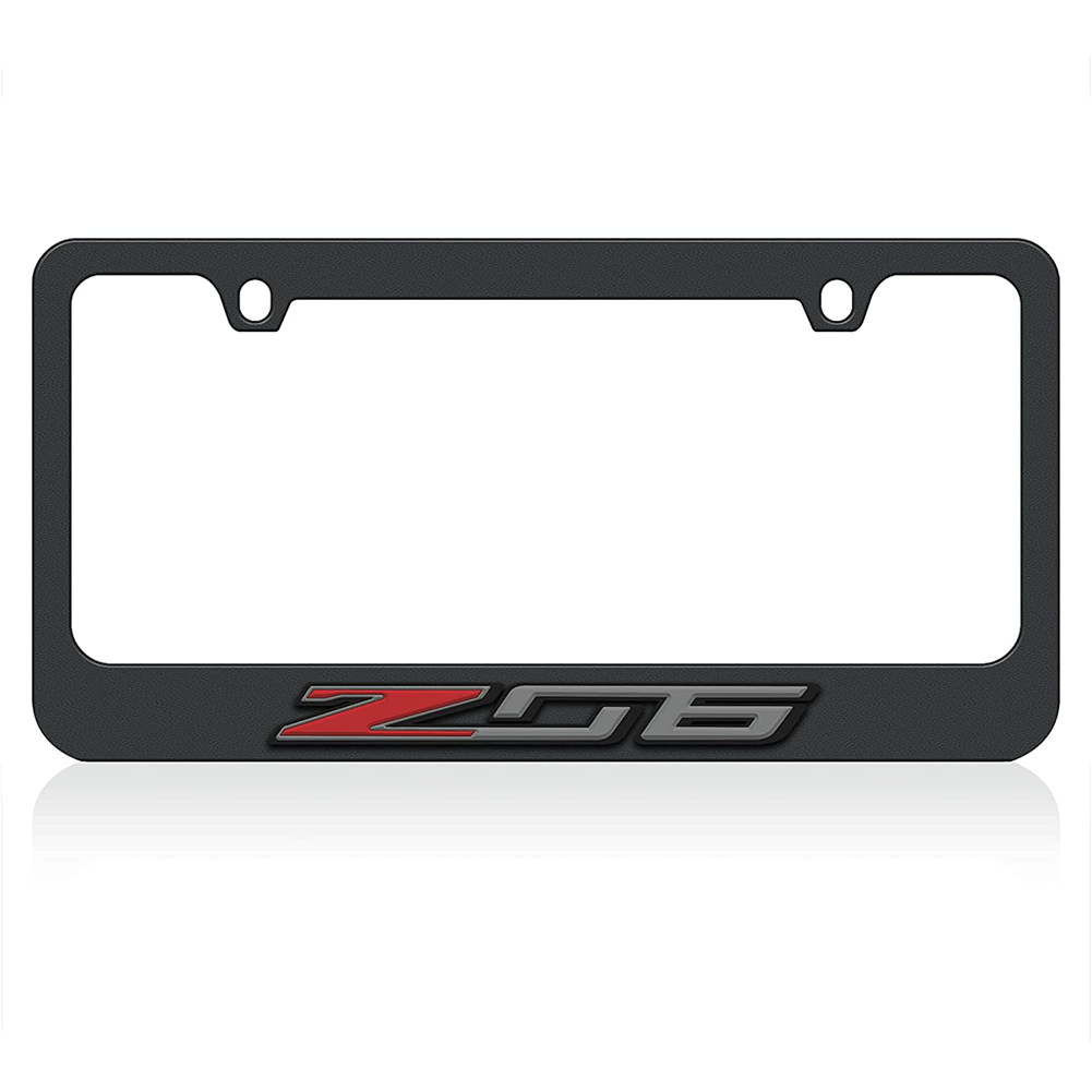 Corvette Black License Plate Frame W/Z06 Logo : C7 Z06