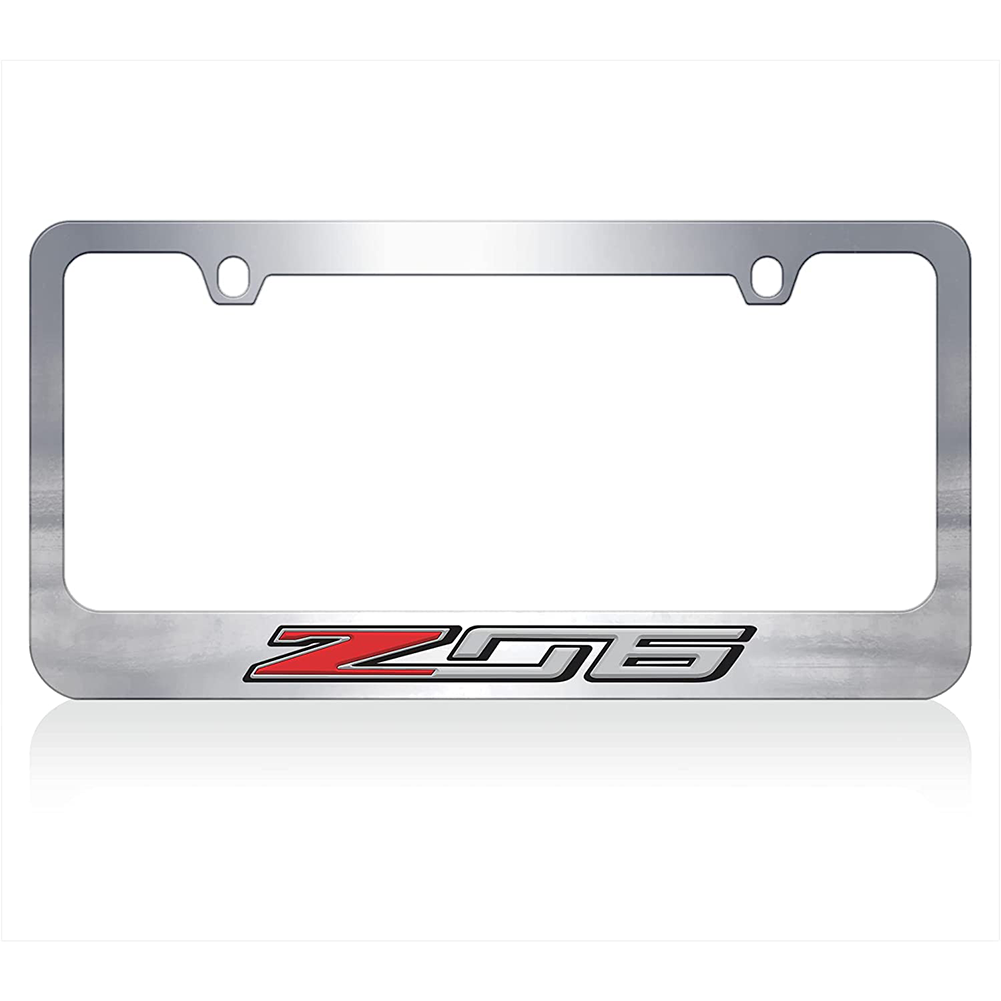Corvette Chrome License Plate Frame W/Z06 Logo : C7 Z06
