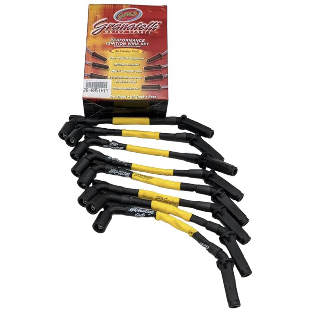 Corvette Spark Plug Wires (Set) - Granatelli Motorsports High Temp Silicone Jacketing 8mm "0 ohm" : C8 2020- 2024 LT2 Corvette