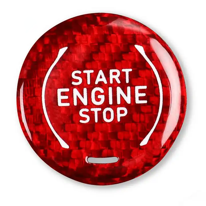 C8 Corvette Ignition Start-Stop Button Overlay Carbon Fiber : Red