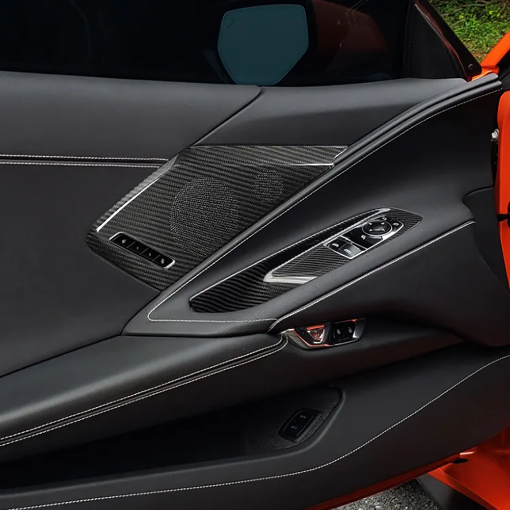 C8 Corvette Carbon Fiber Speaker Overlays - Carbon Fiber