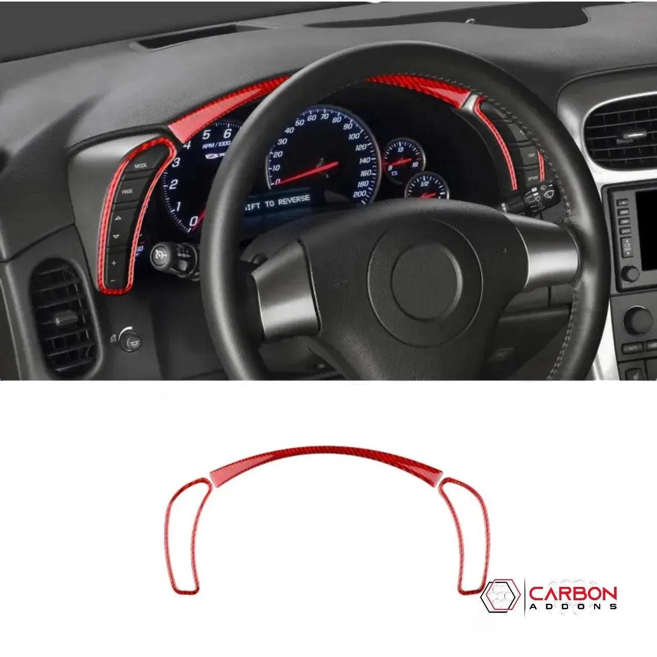 [3pcs] Real Carbon Fiber Gauge Cluster Surround Trim Overlay | C6 2005-2013 Corvette - carbonaddons Carbon Fiber Parts, Accessories, Upgrades, Mods