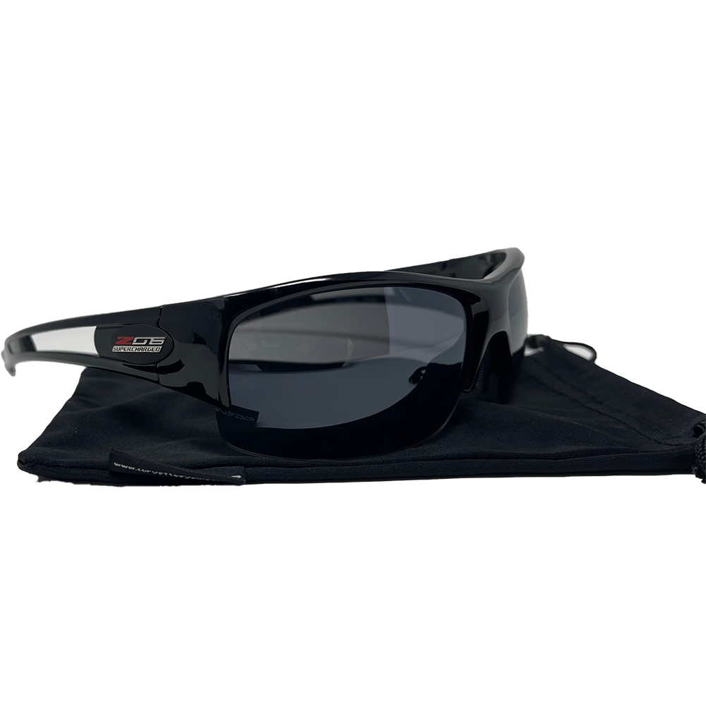 Corvette Rimless Sunglasses - Gloss Black : C7 Z06 Logo FINAL SALE