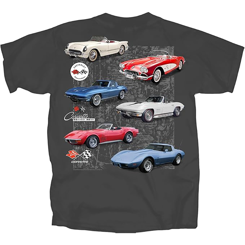 C1-C3 Corvette Generations T-shirt : Charcoal