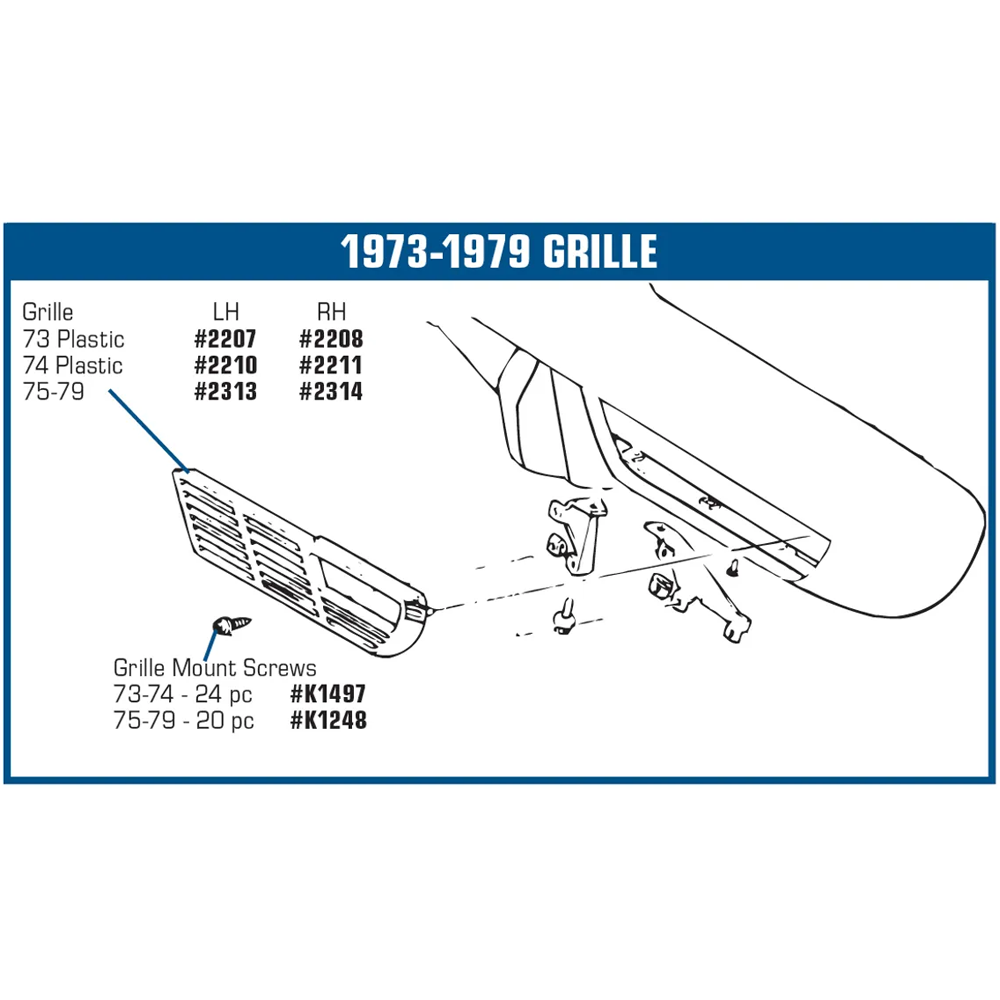 C3 1975-1979 Corvette Grille Mount Screw Set - 20Pc Set