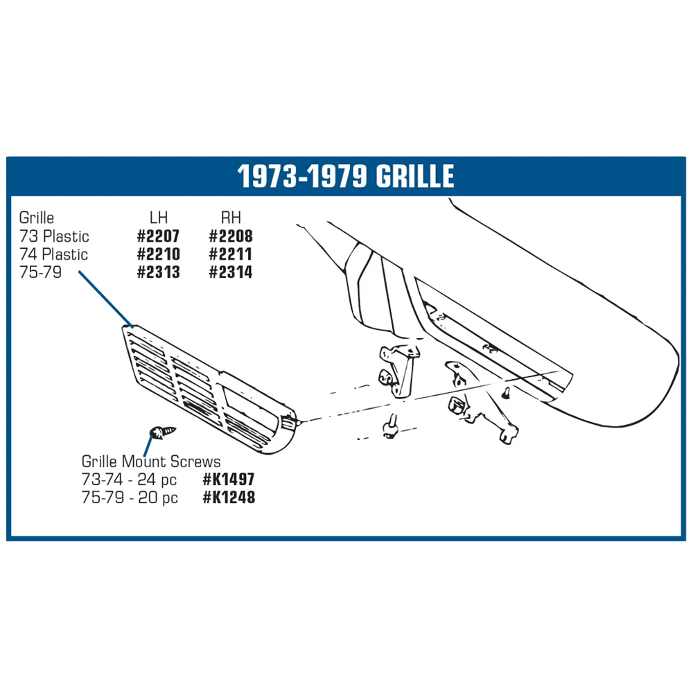C3 1973-1974 Corvette Grille Screw Kit - Front