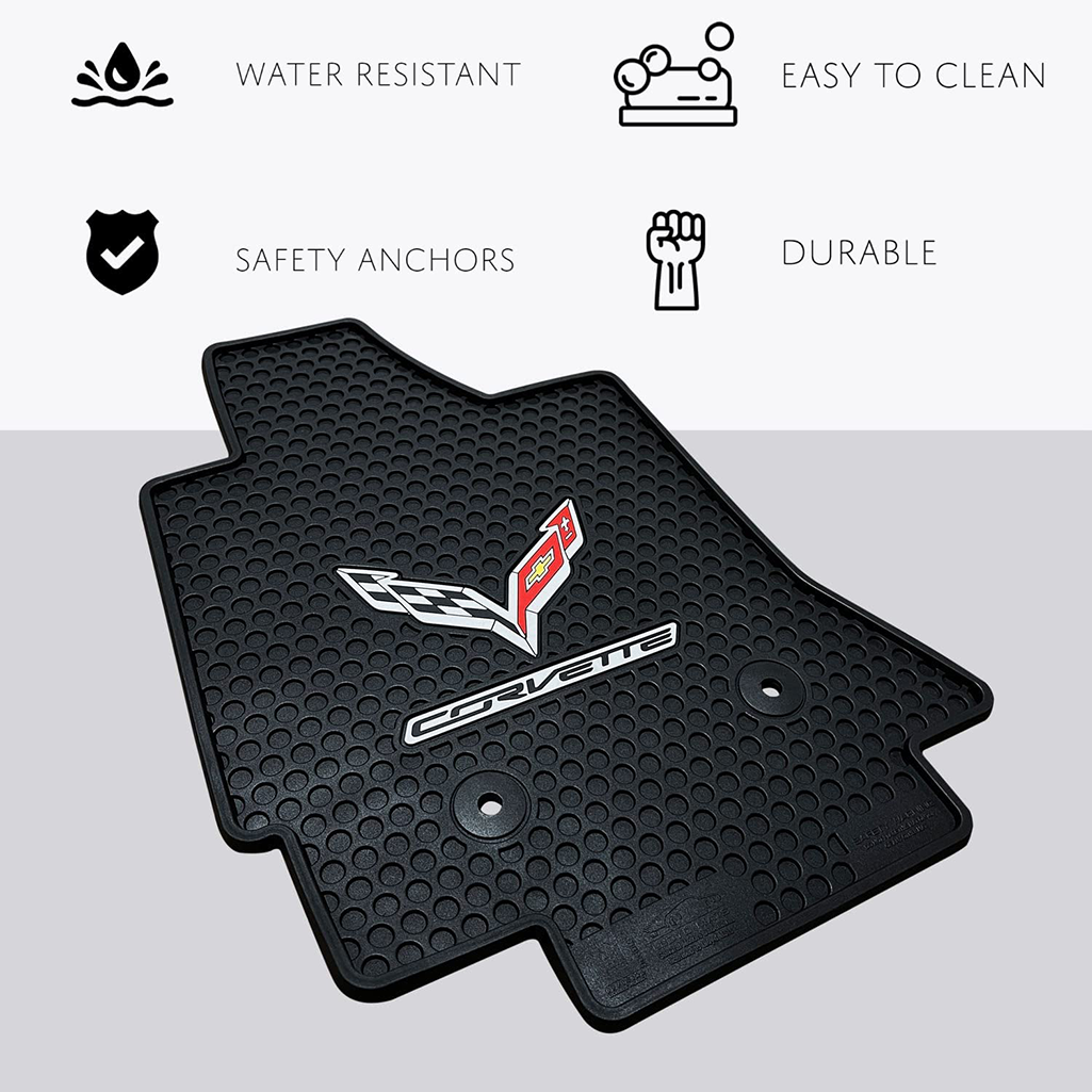 C7 Corvette Lloyd's Rubber/All Weather Floor Mats - Black : C7 2014-2019