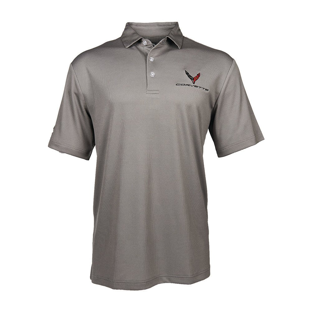 C8 Corvette Men's Birdseye Polo - Gray, XX-Large