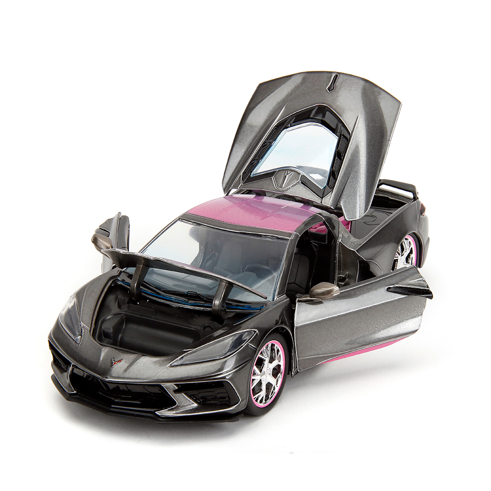 C8 Corvette Stingray Pink Slip Die Cast 1:24 - Grey/Bright Pink