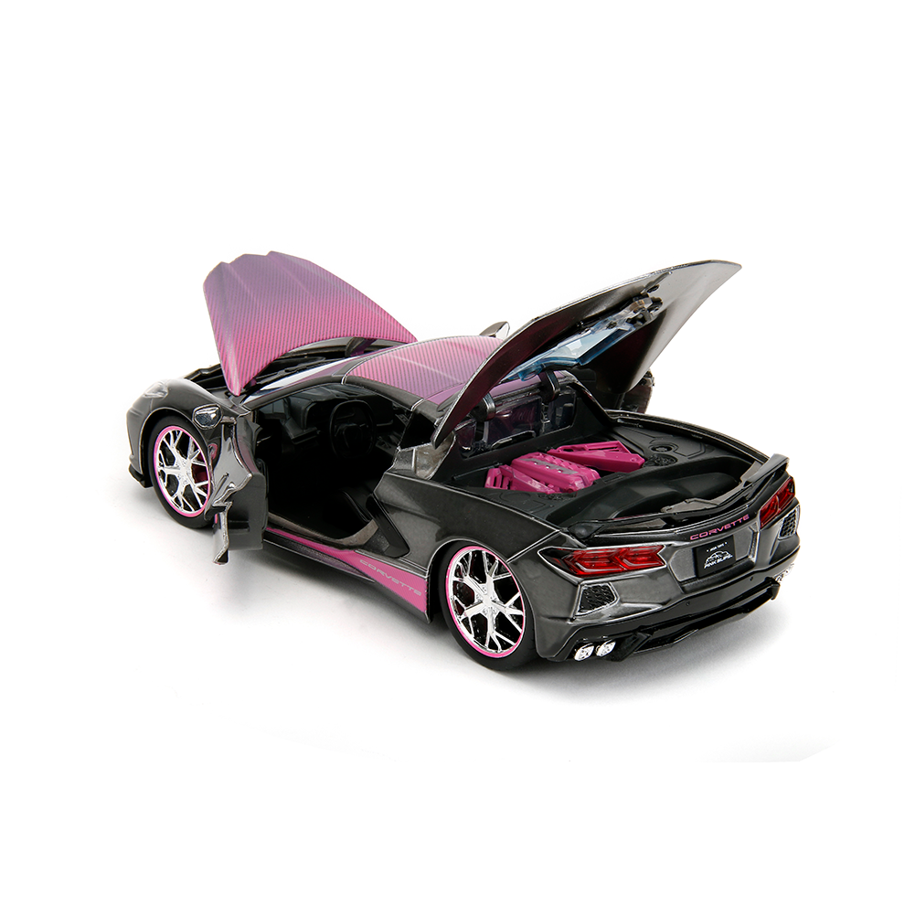 C8 Corvette Stingray Pink Slip Die Cast 1:24 - Grey/Bright Pink