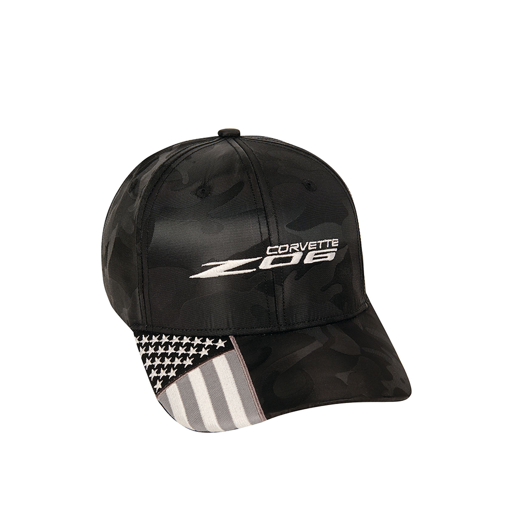 C8 Z06 Corvette Camo Flag Hat / Cap : Black