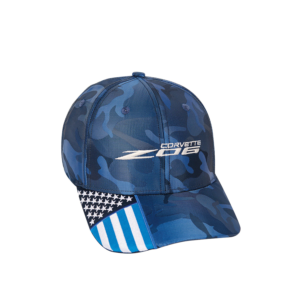C8 Z06 Corvette Camo Flag Hat / Cap : Blue
