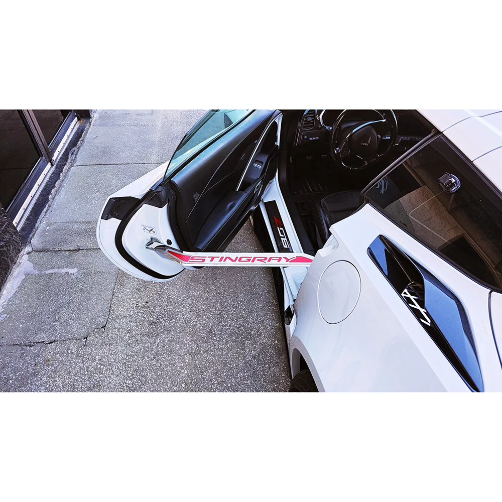 Corvette Door Prop Polished/Brushed Stainless 'Stingray' w/ Choice of Carbon Fiber Inlay: C7 2014-2019