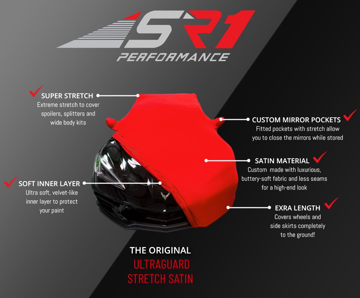 Corvette Ultraguard Stretch Satin Car Cover - Silver - Indoor : C7 Stingray, Z51, Z06, Grand Sport, ZR1