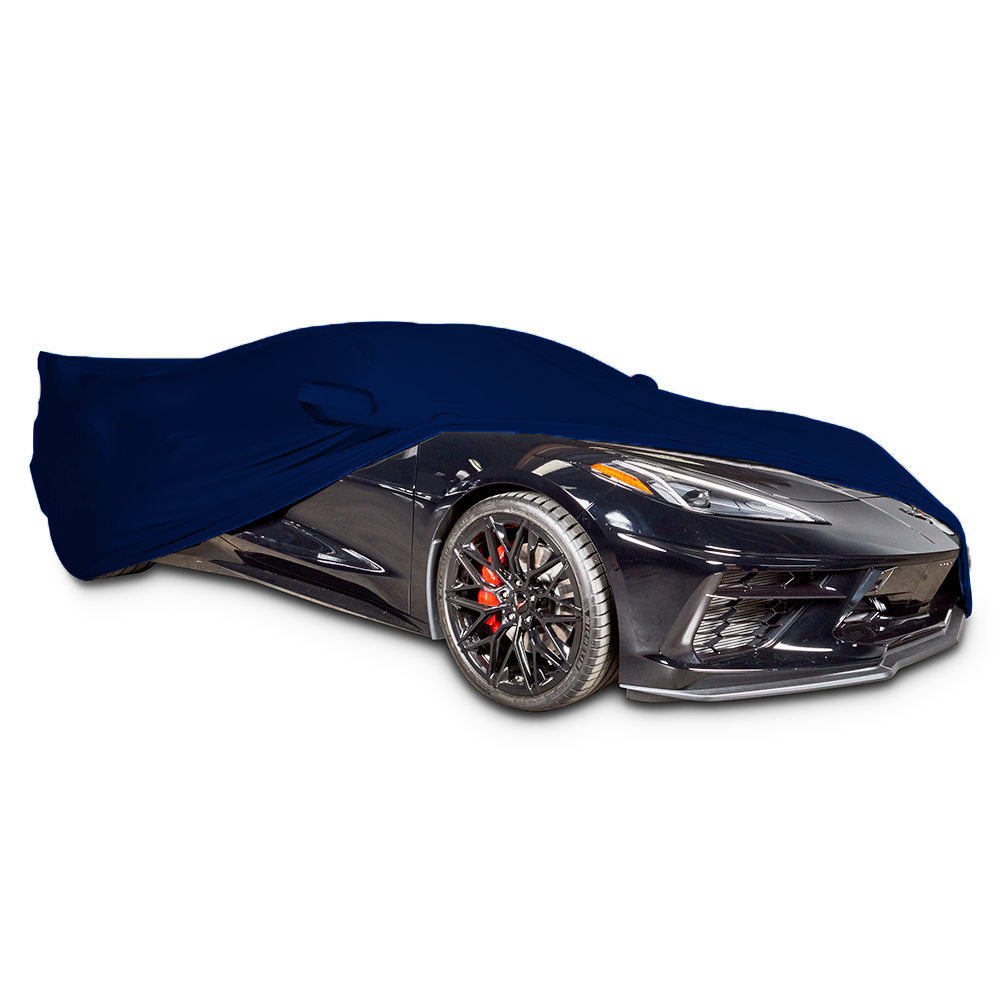 Corvette Ultraguard Stretch Satin Car Cover - Dark Blue - Indoor : C8 Stingray, Z51, Z06 (Blem)
