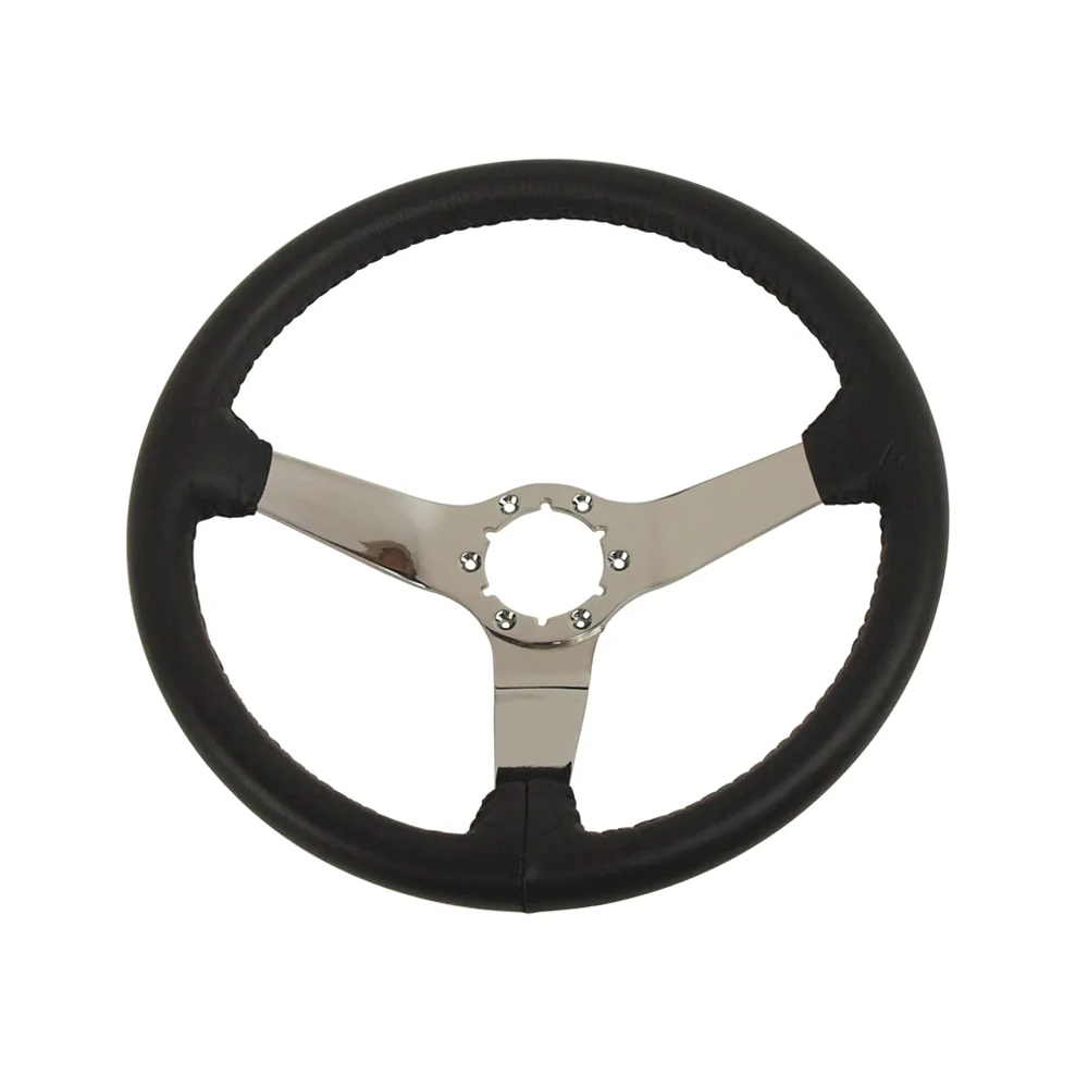 C3 1982 Corvette Leather Steering Wheel W/Chrome Spokes - 14.5-Inch