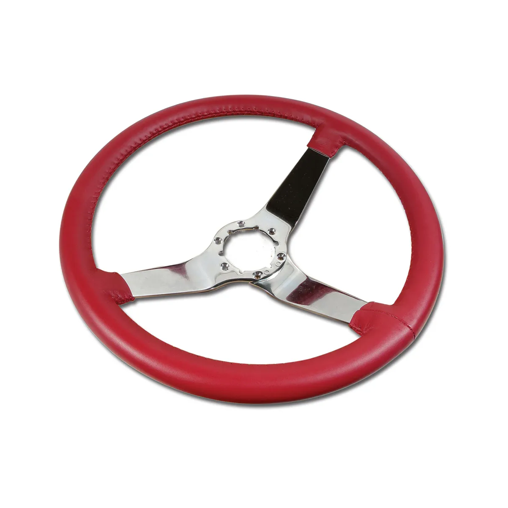 C3 1981 Corvette Leather Steering Wheel W/Chrome Spokes - 14.5-Inch