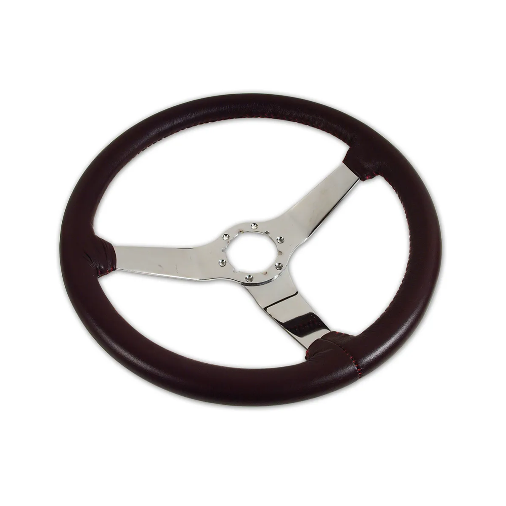 C3 1980 Corvette Leather Steering Wheel W/Chrome Spokes - 14.5-Inch